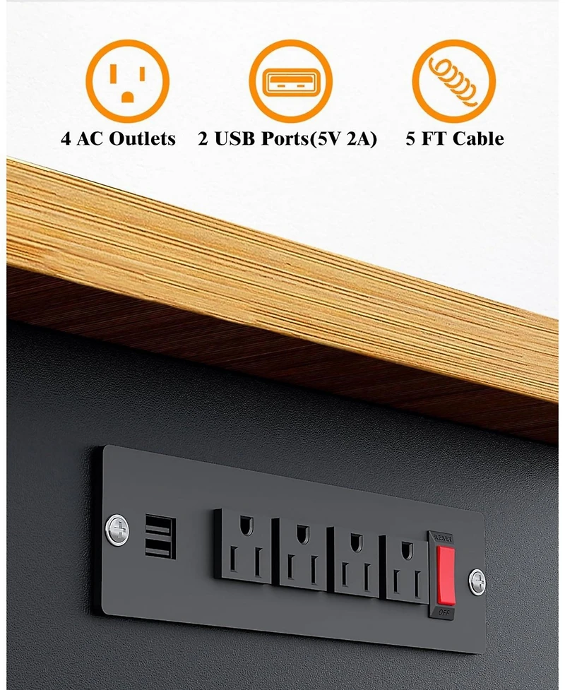 gaomon 60 Inch Work Bench, 2200 Lbs Capacity Solid Wood Top Garage Workbench, Adjust Height Work Table with Power Outlets & Sturdy Steel Frame