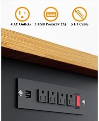 gaomon 60 Inch Work Bench, 2200 Lbs Capacity Solid Wood Top Garage Workbench, Adjust Height Work Table with Power Outlets & Sturdy Steel Frame