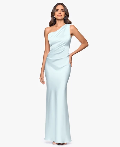 Betsy & Adam Petite One-Shoulder Sheath Gown
