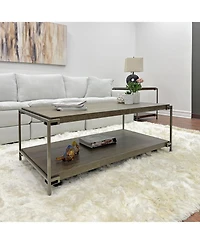 Streamdale Furniture Metal Frame Wood Living Room Coffee Table with Casters