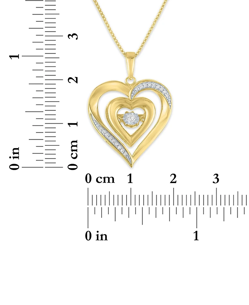 Macy's Heart Diamond Pendant Necklace (1/10 ct. t.w.) in 14k Yellow Gold Over Sterling Silver