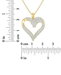 Macy's Double Heart Diamond Pendant Necklace (5/8 ct. t.w.) in 14k Yellow Gold Over Sterling Silver