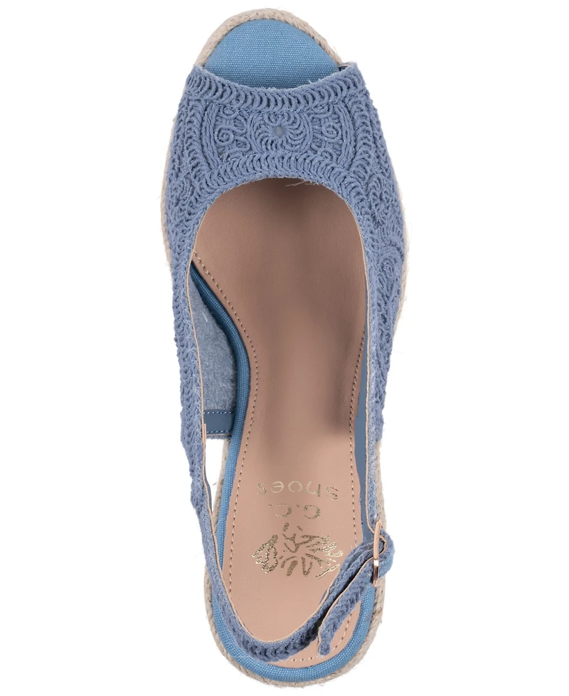 Gc Shoes Women's Bowery Crochet Espadrille Wedge Sandals