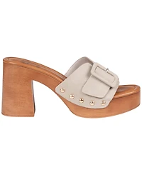 Gc Shoes Women's York Buckle Wooden Block Heel Platform Sandals