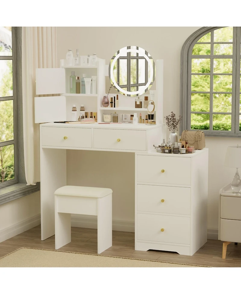 Streamdale Furniture Vanity Desk with Mirror, Lights