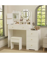 Streamdale Furniture Vanity Desk with Mirror, Lights