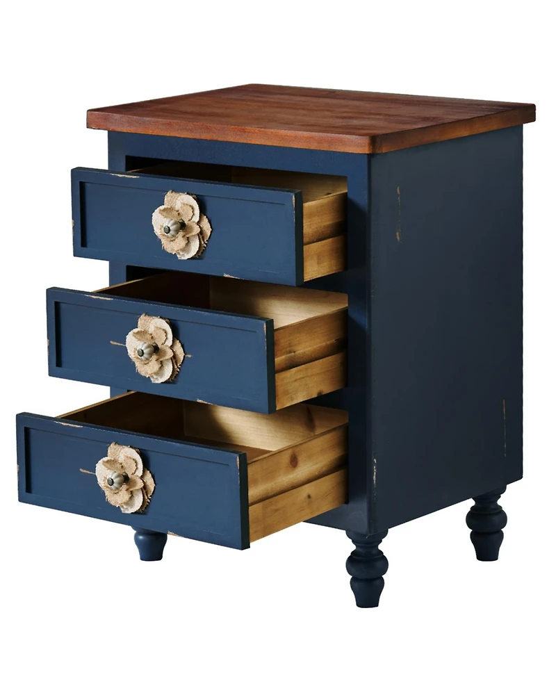 Streamdale Furniture Vintage Farmhouse End Table - 19" Rustic Nightstand, 3 Drawers