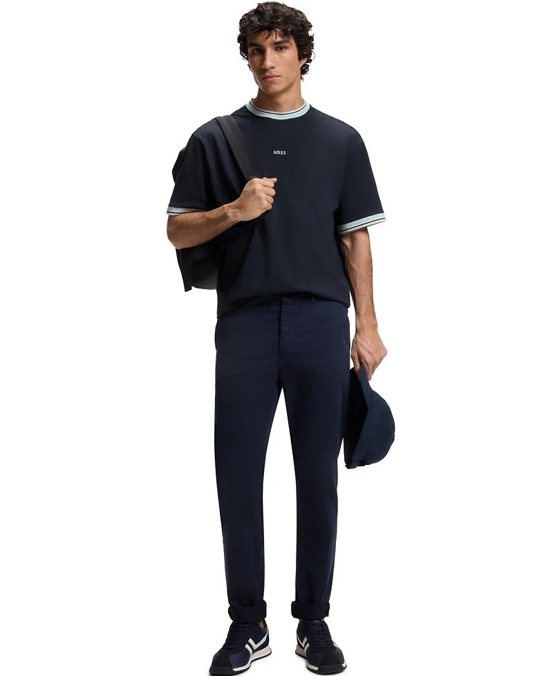 Boss by Hugo Men's Cotton Striped Trim Relaxed-Fit T-Shirt