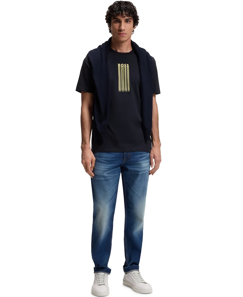 Boss by Hugo Men's Cotton-Jersey Logo Artwork T-Shirt