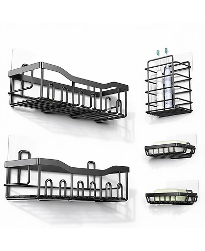 Yigii 5-Piece Stainless Steel Shower Organizer Set for Bathroom Storage