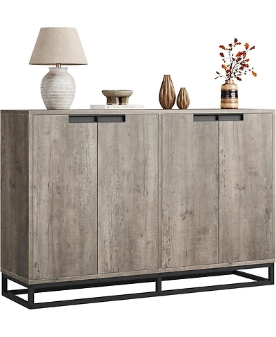 gaomon 55" Buffet Sideboard Storage Cabinet, Modern Entryway Console with Adjustable Shelves, Grey