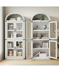 gaomon Arched Farmhouse Bookcase with Doors, 71.4" Tall Rounded Display Cabinet