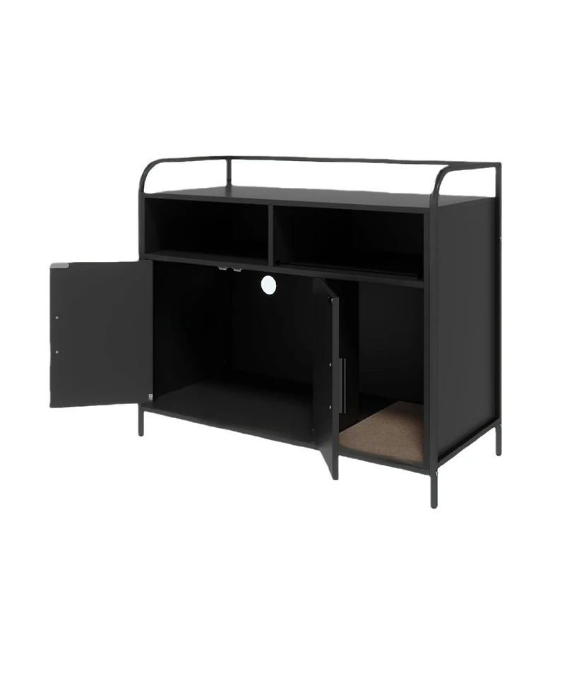 gaomon Cat Litter Box Enclosure Furniture, Hidden Litter Box Cabinet with 2 Open Compartments