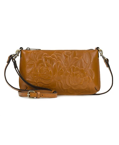 Patricia Nash Vintage Veg Tan Rose Tooled Small Laurina Crossbody Bag