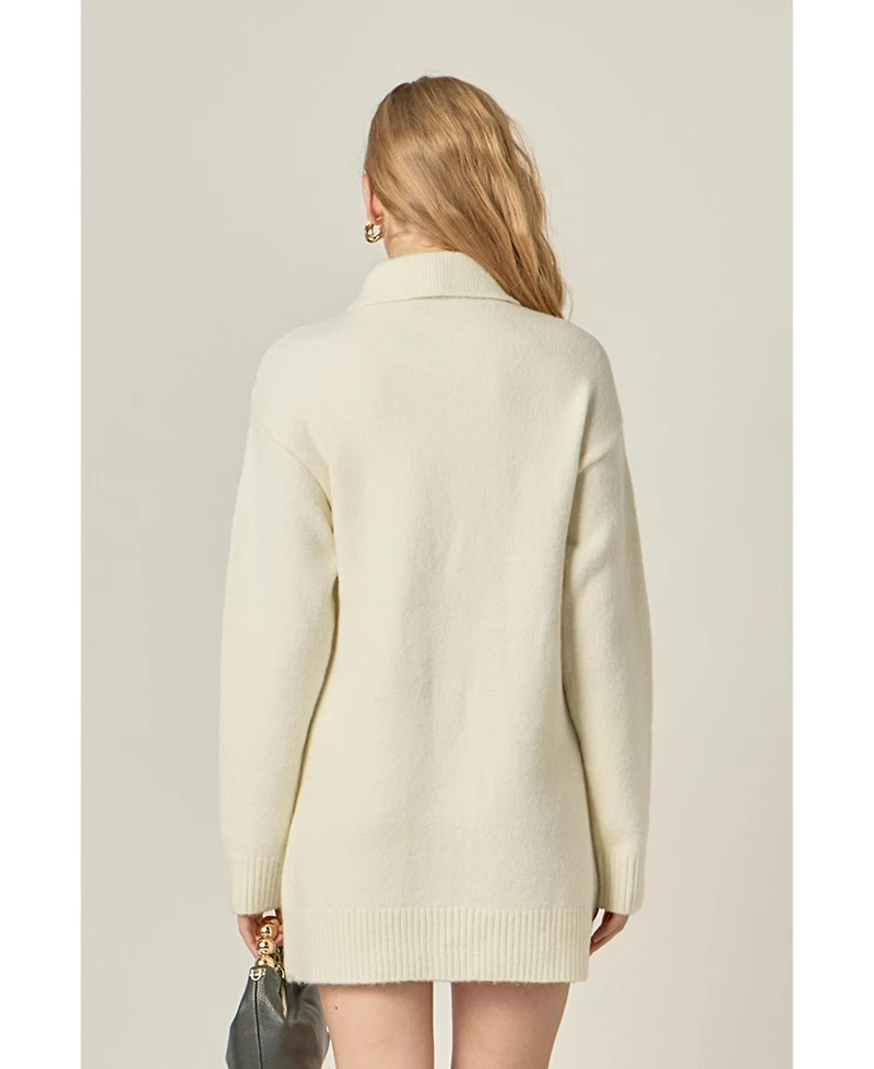 English Factory Women's Detachable Bow Knit Dress