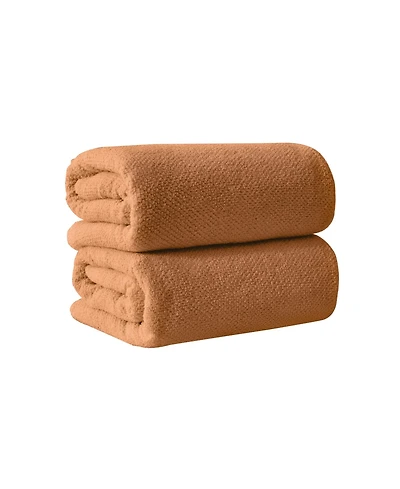 Linery & Co. 100% Cotton Textured 2-Piece Oversized Bath Sheet Set, 35” x 68”