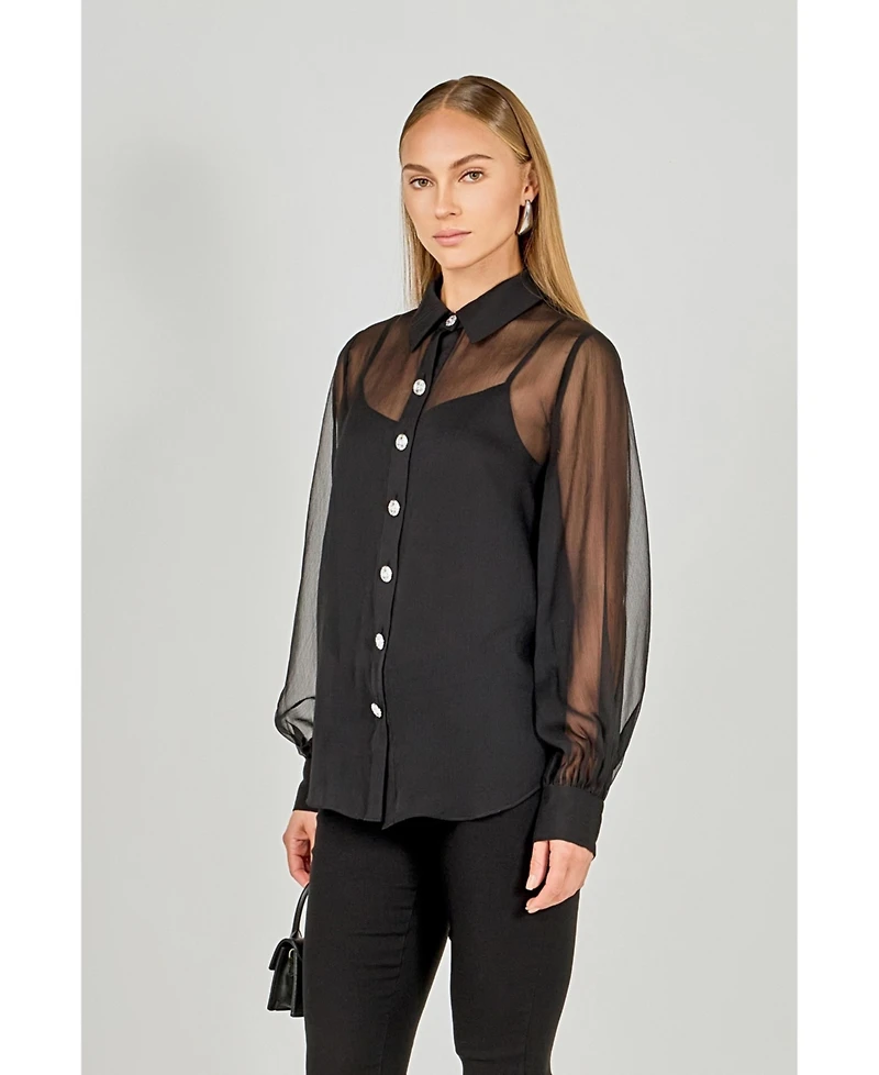 endless rose Women's Volume Sleeve Shirt Blouse