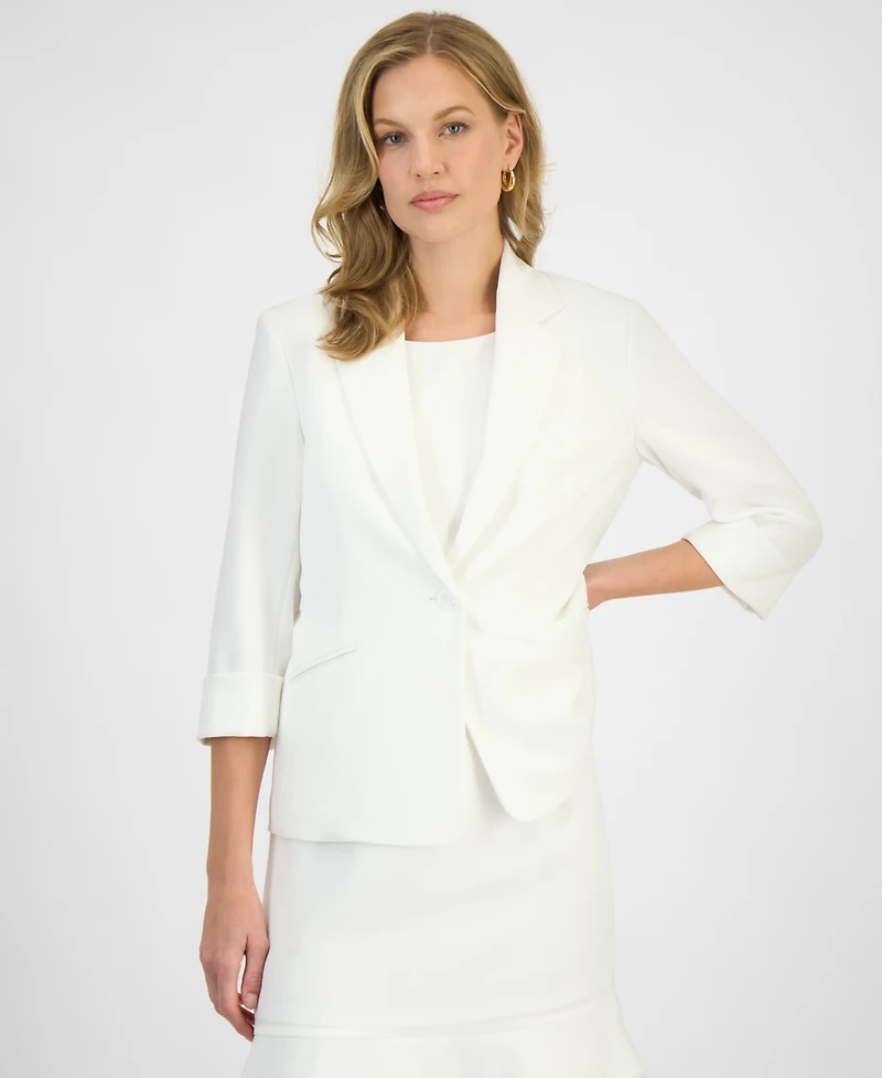 Kasper Women's Cuffed-Sleeve One-Button Blazer, Regular & Petite