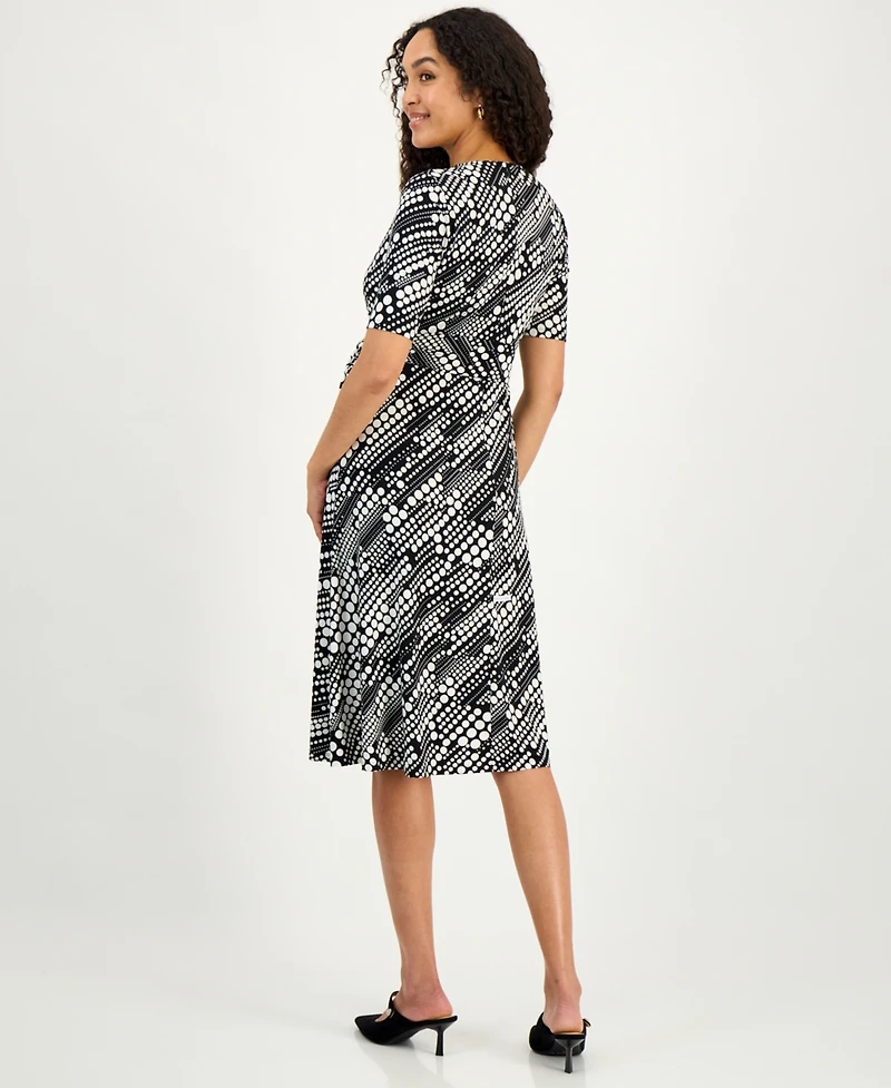 Kasper Women's Printed Faux-Wrap Midi Dress