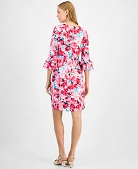 Kasper Women's Printed Ruffle-Sleeve Sheath Dress