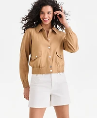 I.n.c. International Concepts Women's Linen-Blend Bomber Jacket, Macy's Exclusive