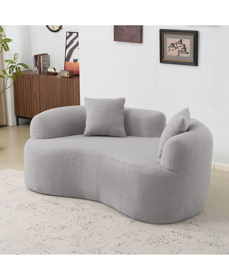 Streamdale Furniture Curved Loveseat Sofa - Teddy Velvet, No-Assembly, 350 lbs Capacity