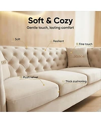 Streamdale Furniture Luxurious Faux Sherpa Sofa with Gold Accents & Removable Cushions