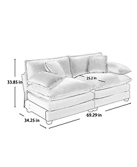 Streamdale Furniture Armless Deep Seating 2-Seater Corduroy Sofa, Gray Fabric