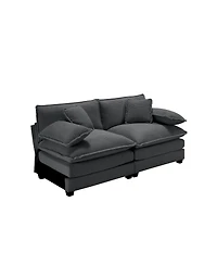 Streamdale Furniture Armless Deep Seating 2-Seater Corduroy Sofa, Gray Fabric