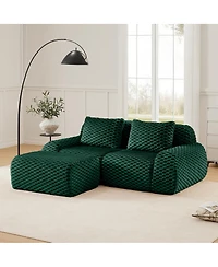 Streamdale Furniture 82" L-Shaped Flannelette Modular Sectional Sofa with Movable Ottoman