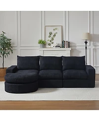 Streamdale Furniture Chenille Cloud Curved Sectional Sofa with Chaise - Modern Boneless Couch