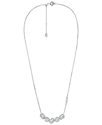 Michael Kors Rhodium Plated Sterling Silver Mixed Cut Halo Necklace