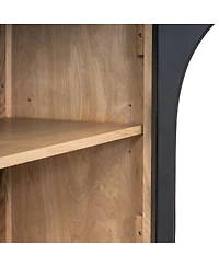 Streamdale Furniture 4-Door Large Storage Sideboard Buffet Cabinet with Glass Doors (Black