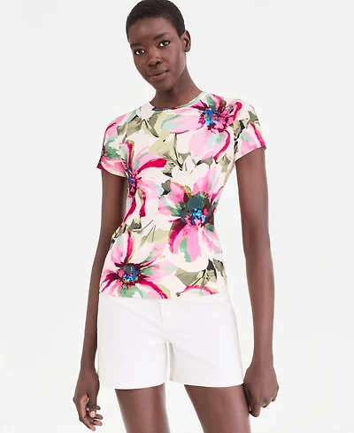I.n.c. International Concepts Women's Short-Sleeve Printed Crewneck T-Shirt, Macy's Exclusive