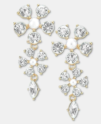 I.n.c. International Concepts Crystal & Imitation Pearl Flower Statement Earrings, Macy's Exclusive