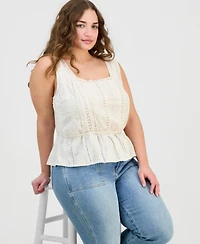 And Now This Trendy Plus Embroidered Peplum Top, Macy's Exclusive