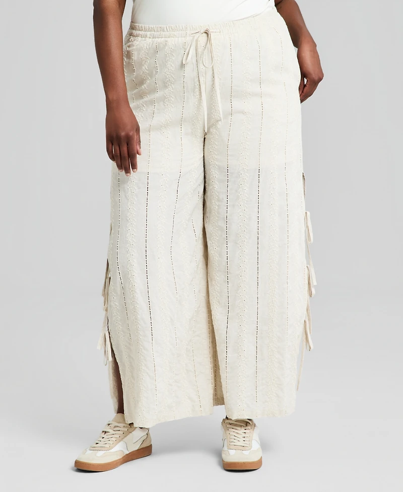 And Now This Trendy Plus Embroidered Wide-Leg Pants, Macy's Exclusive