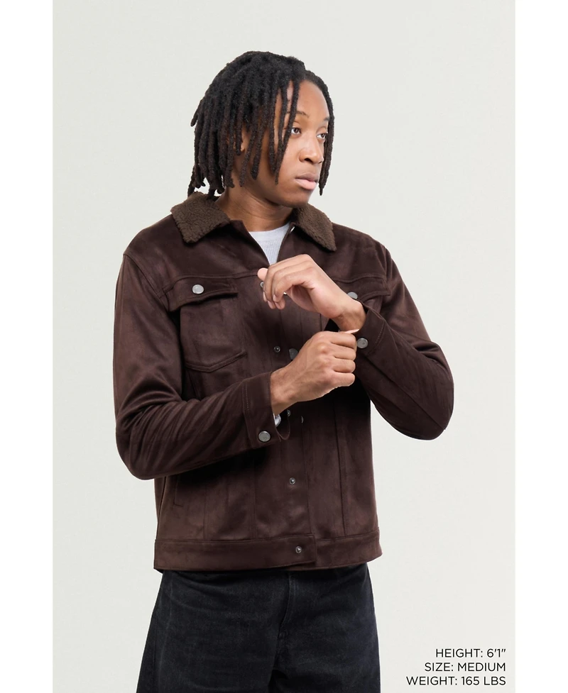 Xray Men's Faux Suede Jacket With Fur Collar