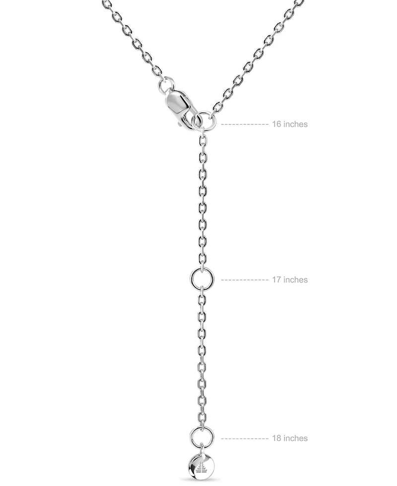 Devata Contour-lined Clover Necklace in Rhodium Plated Sterling Silver, Adj 16/17/18 inch