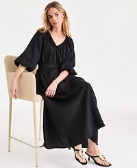 I.n.c. International Concepts Women's 3/4 Sleeve Tie-Waist Midi Dress, Macy's Exclusive