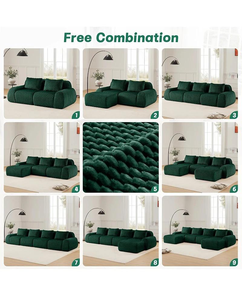 Streamdale Furniture Modern Modular Sectional Sofa, Flannelette, Oversized 4-Seater