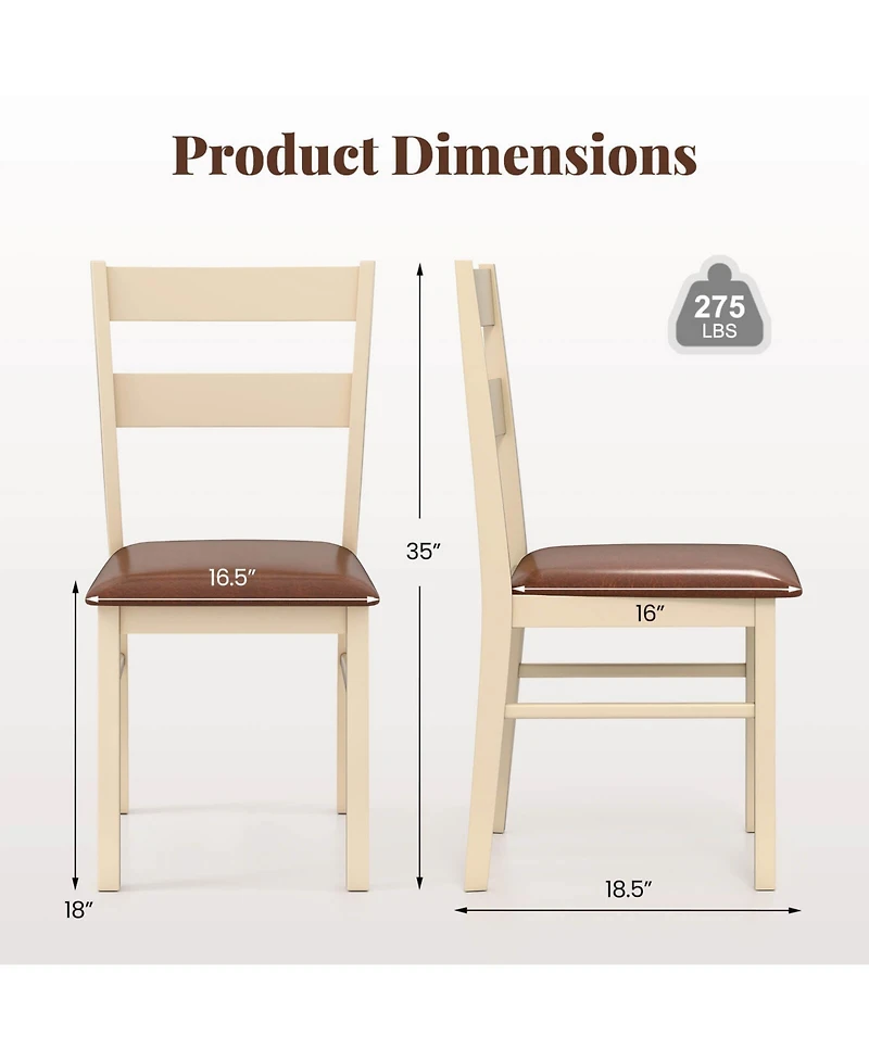 Costway Wooden dining chair with rubber wood frame padded seat for kitchen