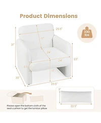 Costway Chenille Accent Chair with Removable Lumbar Pillow Thick Seat Cushion Backrest