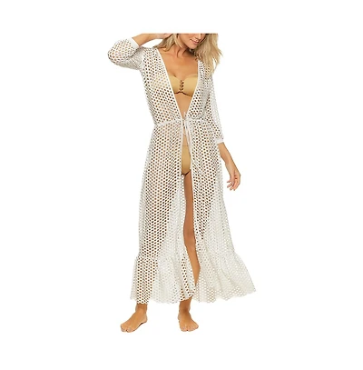 Guria Beachwear Women's Lattice Duster Maxi Tunic Cover-up