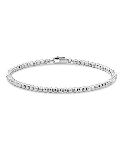 Devata 3mm Beaded Ball Chain Bracelet Rhodium Plated Sterling Silver