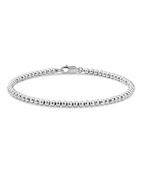Devata 3mm Beaded Ball Chain Bracelet Rhodium Plated Sterling Silver