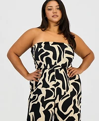 Derek Heart Trendy Plus Size Strapless Ruched Jumpsuit