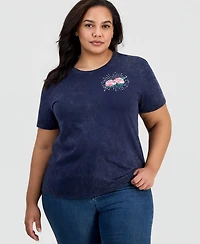 Rebellious One Trendy Plus Rose Graphic-Print Short-Sleeve T-Shirt