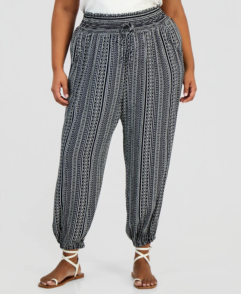 Kingston Grey Trendy Plus Printed Pull-On Jogger Pants