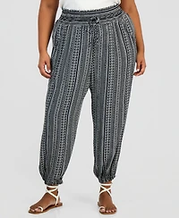 Kingston Grey Trendy Plus Printed Pull-On Jogger Pants